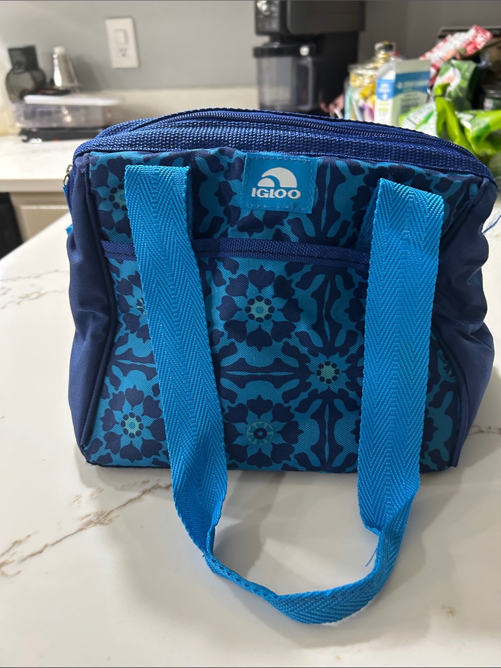 Igloo Blue Floral Pattern Insulated Lunch Tote